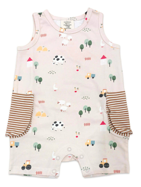 Farm Side Pocket Baby Romper (Organic Jersey) -  by Carlyle Avenue
