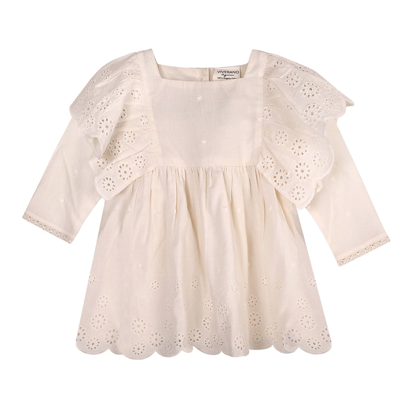 Schiffli Lace Collar Baby Girl Dress & Bloomer (Organic)