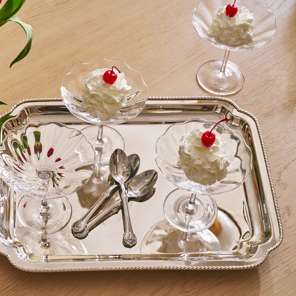 Alsace Elegant Brass Tray - Polished Nickel - Decorative Trays by Carlyle Avenue