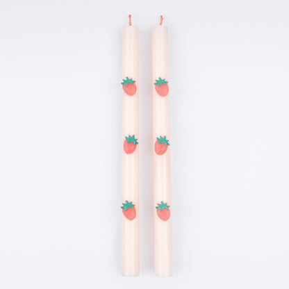 Strawberry Taper Candles - Candles by Carlyle Avenue