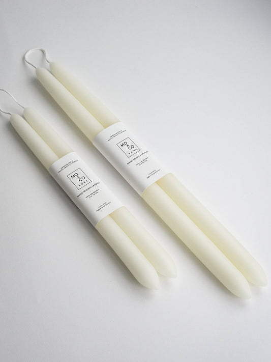 10" & 14" - 100% Beeswax Dipped Candles | Natural White