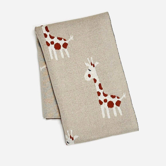 Giraffe - Organic Cotton Jacquard Sweater Knit Baby Blanket -  by Carlyle Avenue