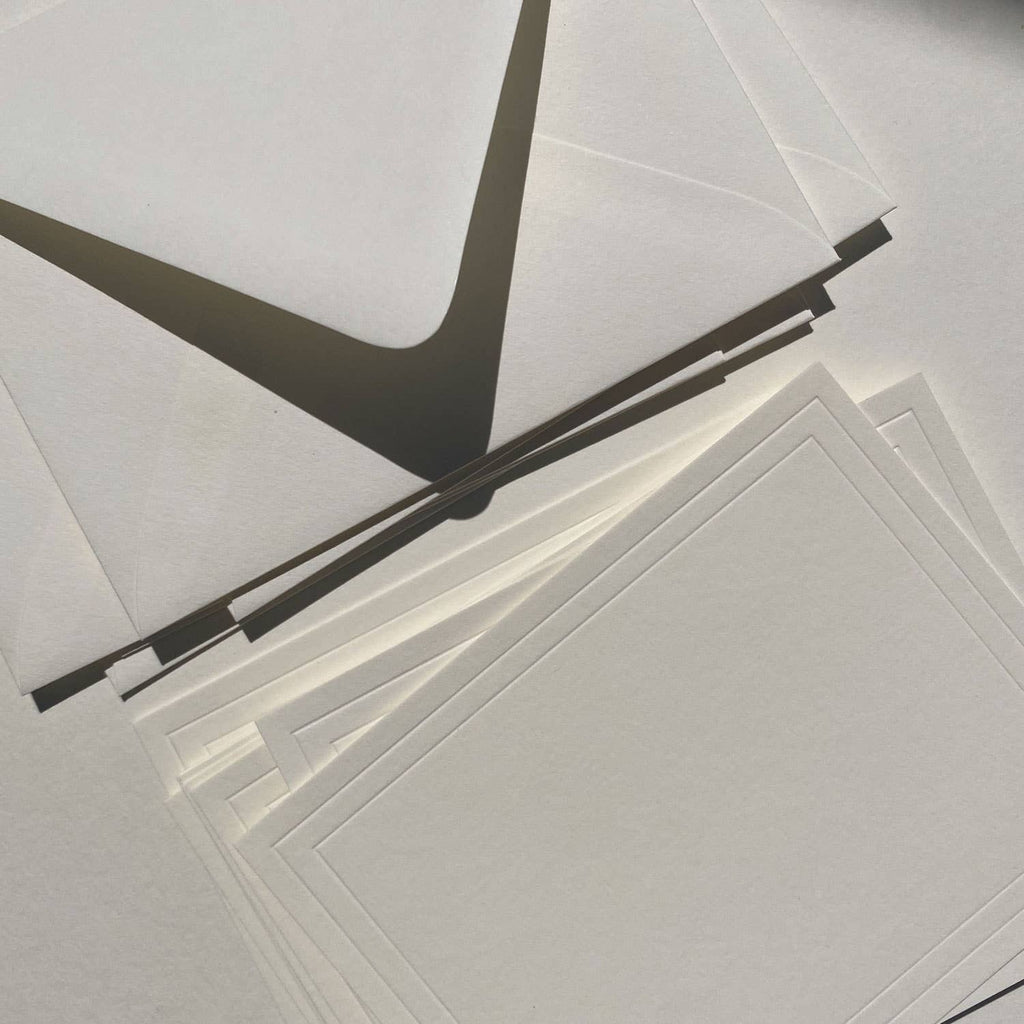 Letterpressed Notecard No. 01 Set of 10 Double Border No Ink