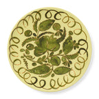 Amalfi Dessert Plate Lime - 9.1" Diameter with intricate green floral design on a vibrant lime background.