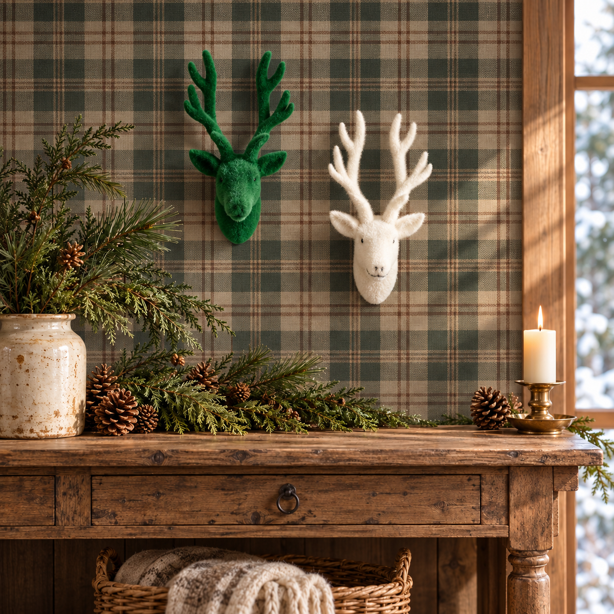 Flocked Deer Bust Wall Mount