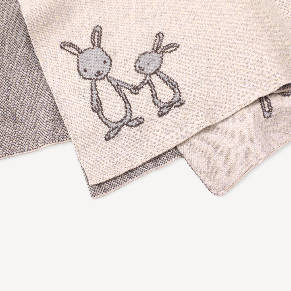 Bunny Mommy & Me Baby Knit Blanket & Lovey Gift SET -  by Carlyle Avenue