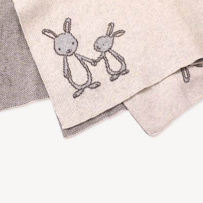 Bunny Mommy & Me Baby Knit Blanket & Lovey Gift SET -  by Carlyle Avenue
