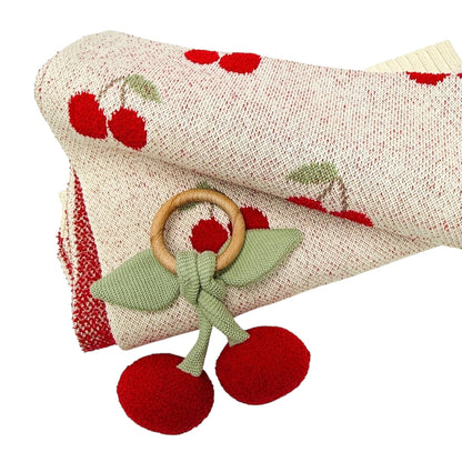 Cherry Orchard Blanket + Ring Gift Set (Organic Cotton)