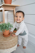 Dino Applique Button Baby Pullover Sweater (Organic) - Kids Clothing by Carlyle Avenue