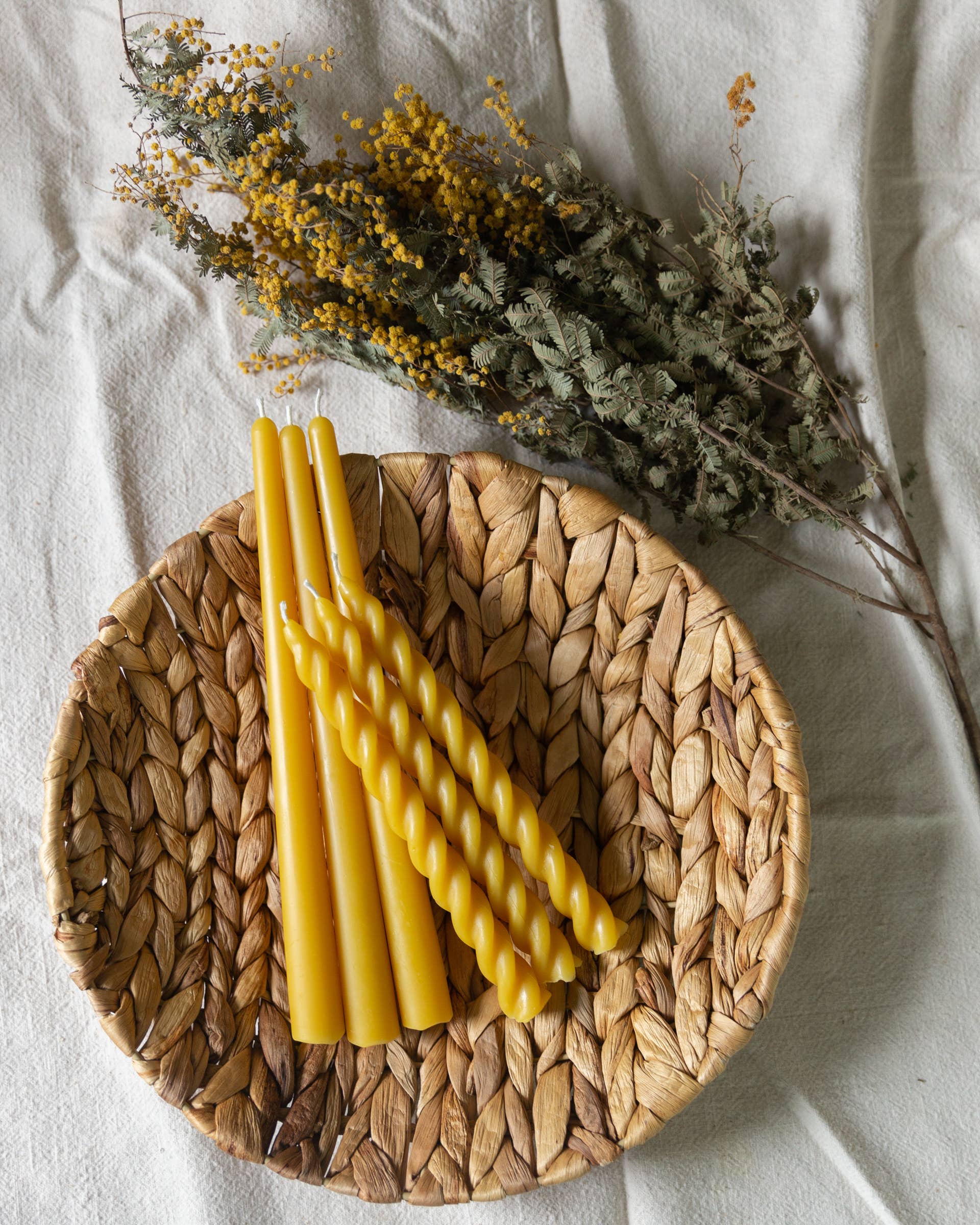 Pure Beeswax Taper-Set of 3