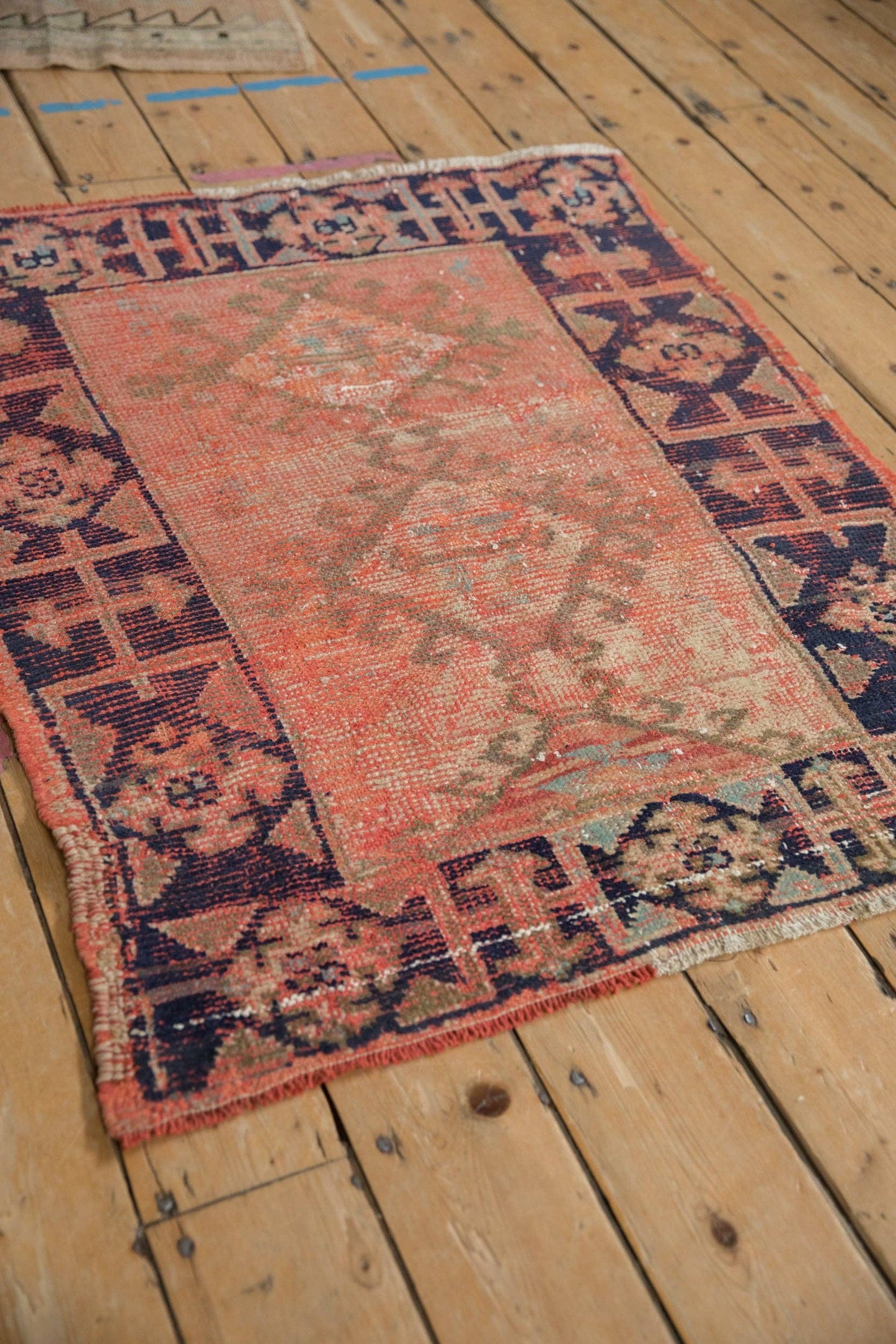 Small Vintage Distressed Oushak Square Rug