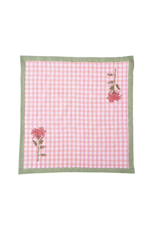 Dahlia Gingham Blockprint Napkins, Set of 4 - Tableware by Carlyle Avenue