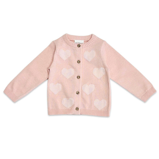 Hearts Jacquard Knit Baby Cardigan (Organic Cotton)