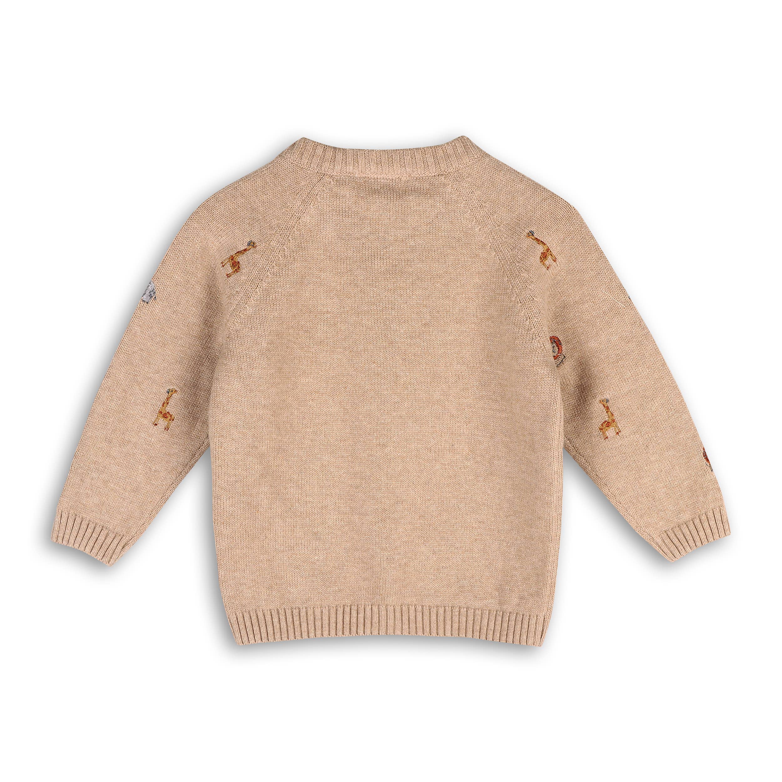 Mini Safari Animal Embroidered Raglan Baby Pullover(Organic) -  by Carlyle Avenue