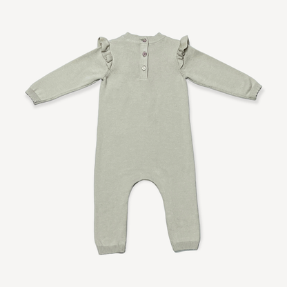 Floral Embroidered Ruffle Baby Sweater Jumpsuit (Organic) -  by Carlyle Avenue