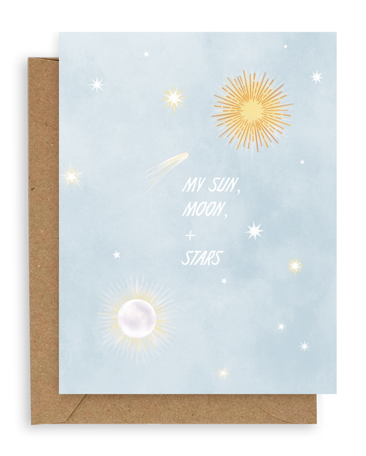 Sun, Moon, Stars Card - Greeting Cards by Carlyle Avenue