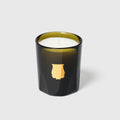 Odalisque Petite Candle in a sleek black glass holder with gold accent, showcasing its elegant design and fragrance.