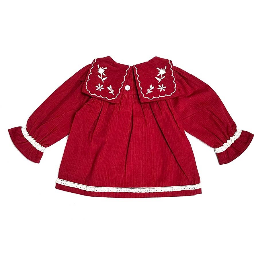 Sailor Collar Embroidered Corduroy Baby Dress (Organic)