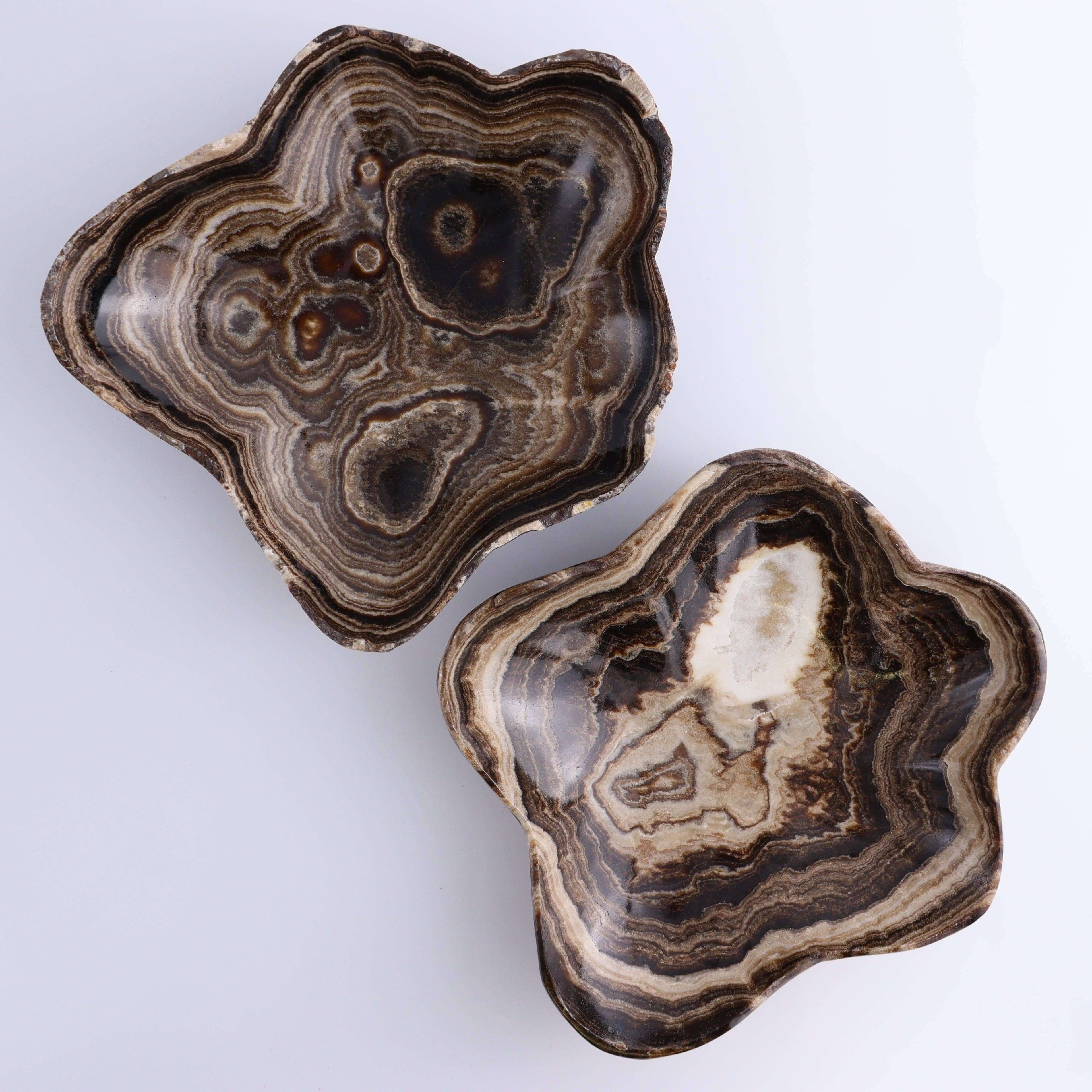 Mexican Onyx/Calcite Chocolate BOWL OOAK, unique and handcrafted, showcasing natural patterns and colors.