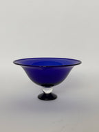 Fruit Bowl, Blue/Clear with a bulbous center and a petit base, perfect for stylish serving.