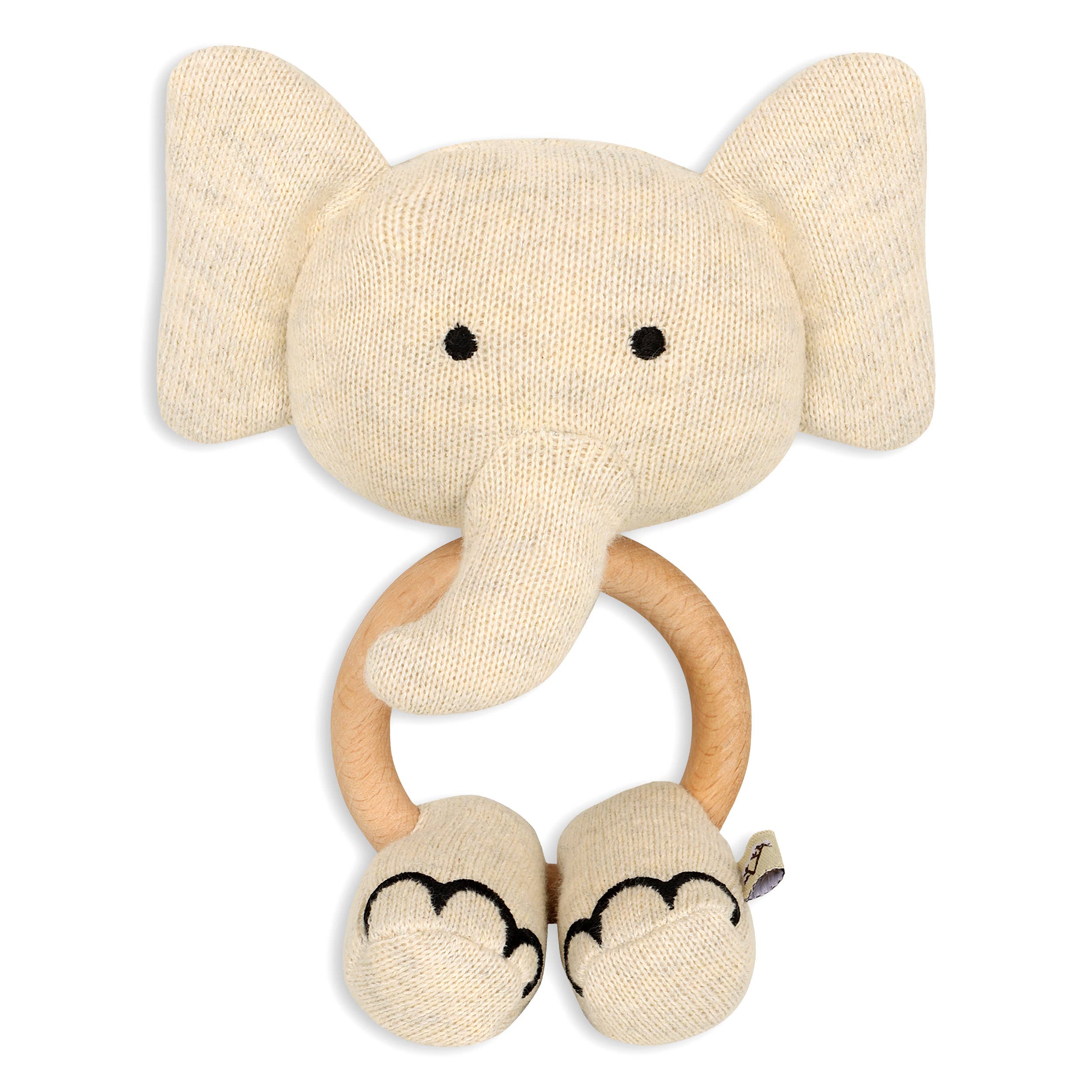 Scallop Edge Classic Knit Baby Blanket + Elephant Rattle SET - Baby Blanket by Carlyle Avenue