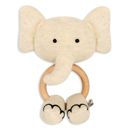 Scallop Edge Classic Knit Baby Blanket + Elephant Rattle SET - Baby Blanket by Carlyle Avenue