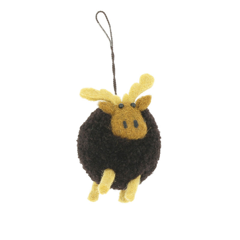 Moose Pom Pom Ornament