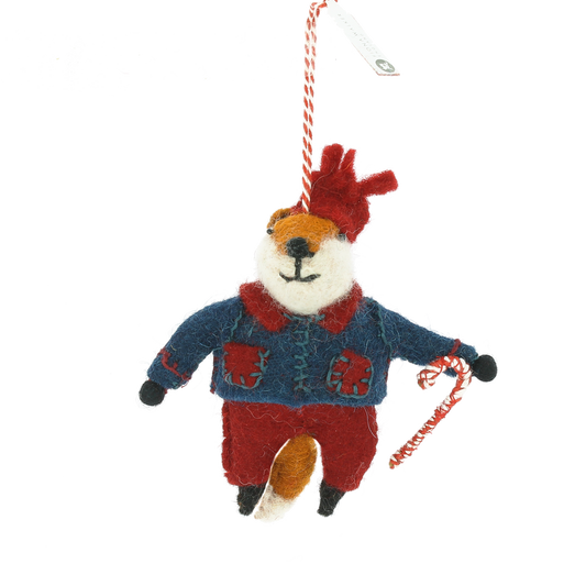 Fox w/ Jacket and Candy Cane Ornament