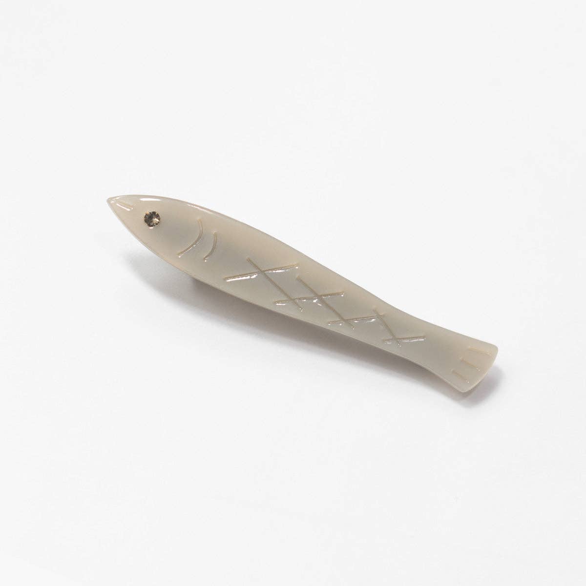 Sardine Fish Hair Clip Set in Silver Acetate with Rhinestone -  by Carlyle Avenue