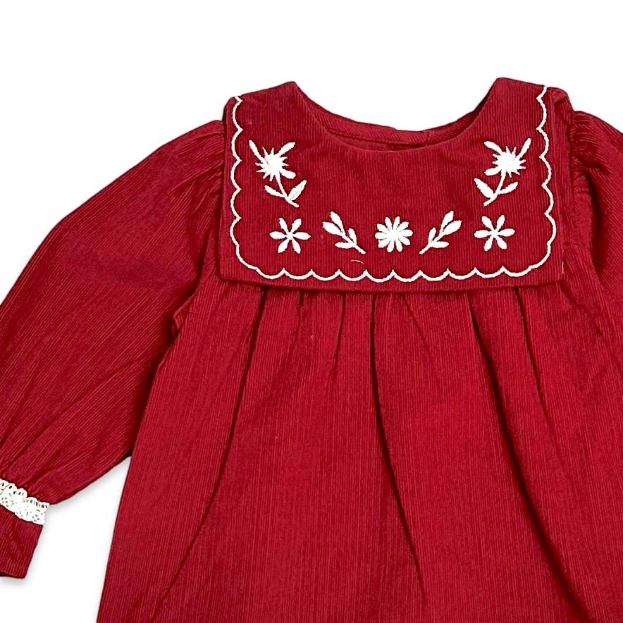 Sailor Collar Embroidered Corduroy Baby Dress (Organic)