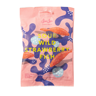 Sour Wild Strawberry Fish - Swedish Candy 5.2oz (150g) -  by Carlyle Avenue