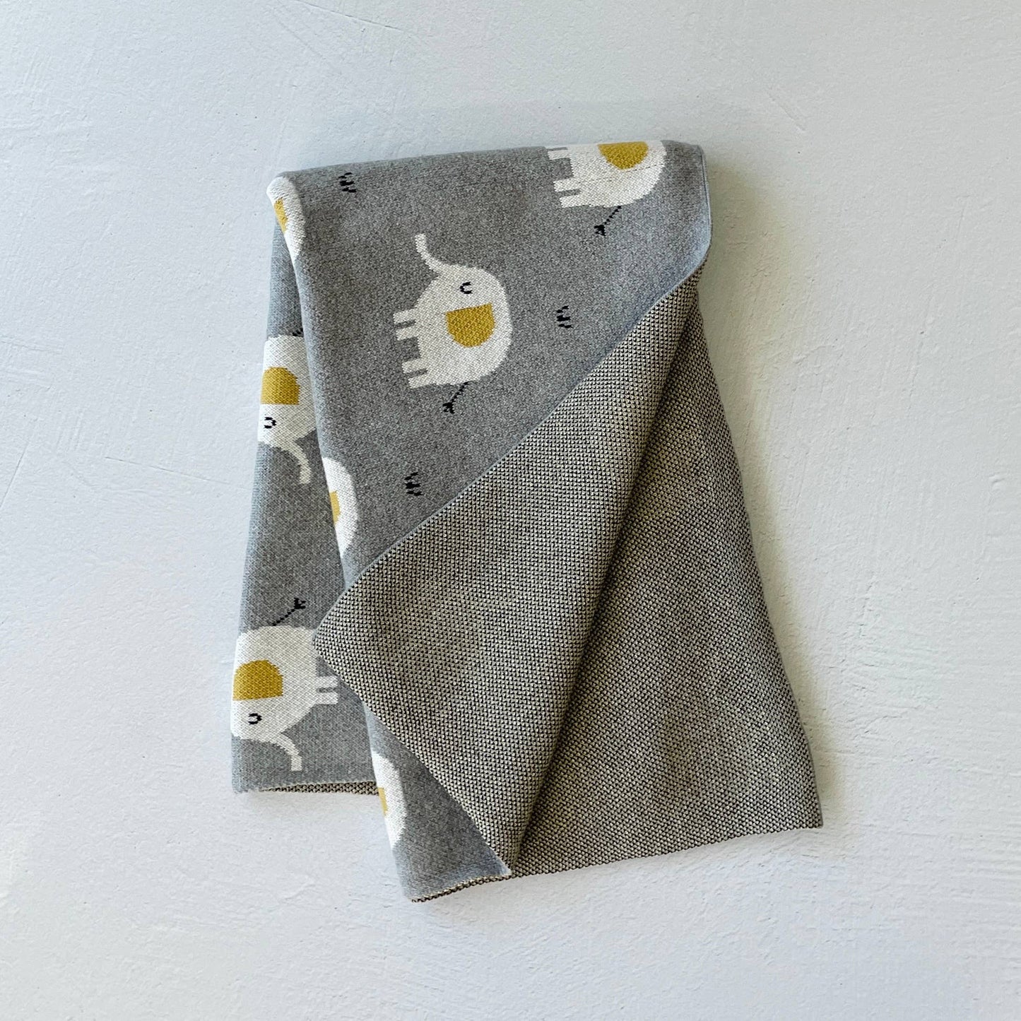 Elephant Jacquard Knit Baby Blanket & Lovey Gift SET