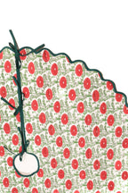 Scalloped Blockprint Quilted Tree Skirt in Araminta Green