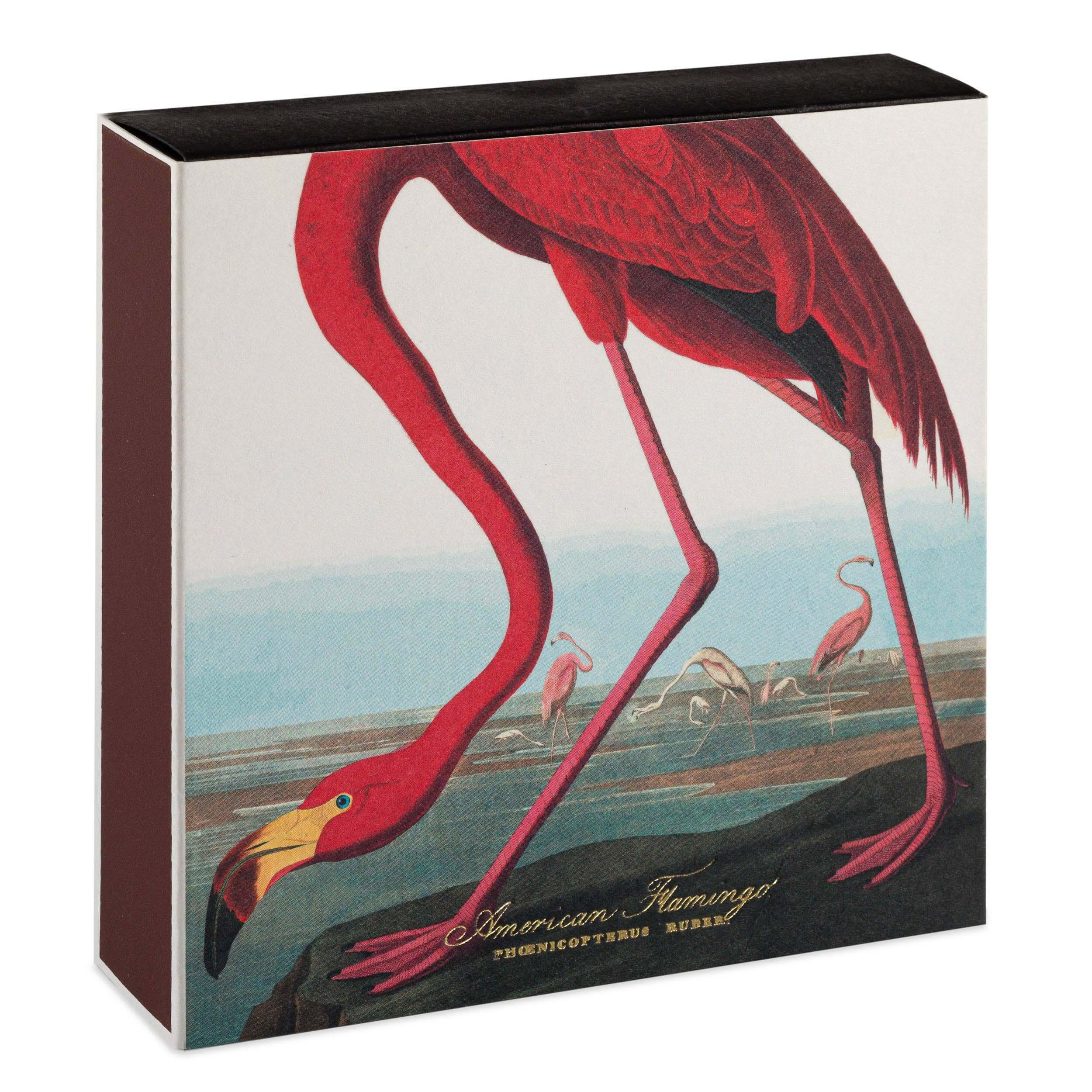 American Flamingo  | Square - Safety Matches matchbox with vibrant flamingo design.