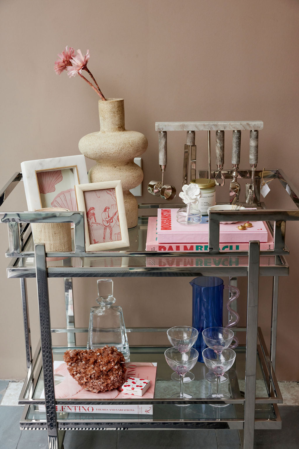 Harry's Polished Steel Bar Cart - Furniture by Carlyle Avenue