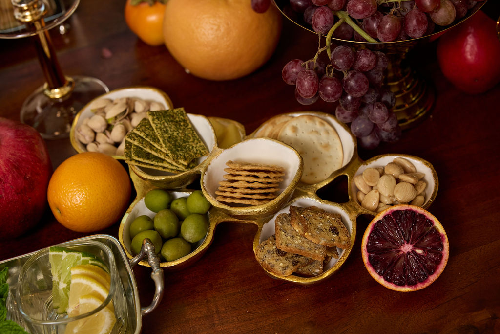 Small Cluster of Eight Serving Bowls - Gold & White - CARLYLE AVENUE