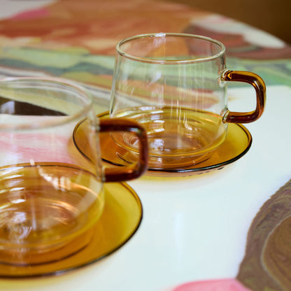 Baglioni Glass Tea and Coffee Cup w/Saucer Set - Drinkware by Carlyle Avenue