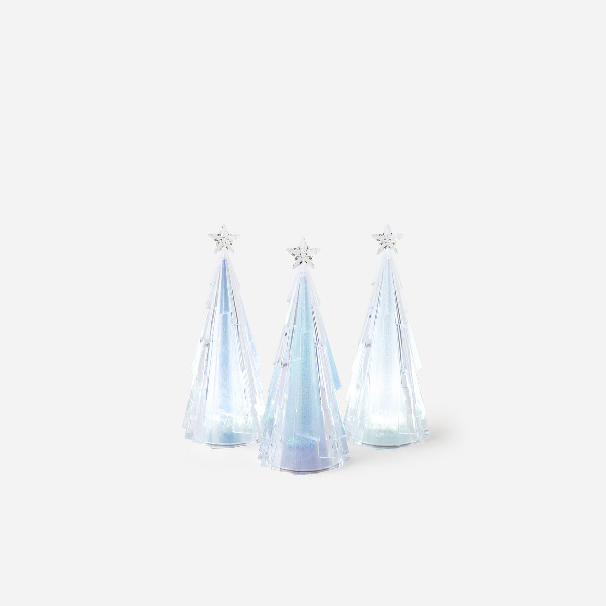 Faceted Lit Tree, Set of 3 Assorted, Small