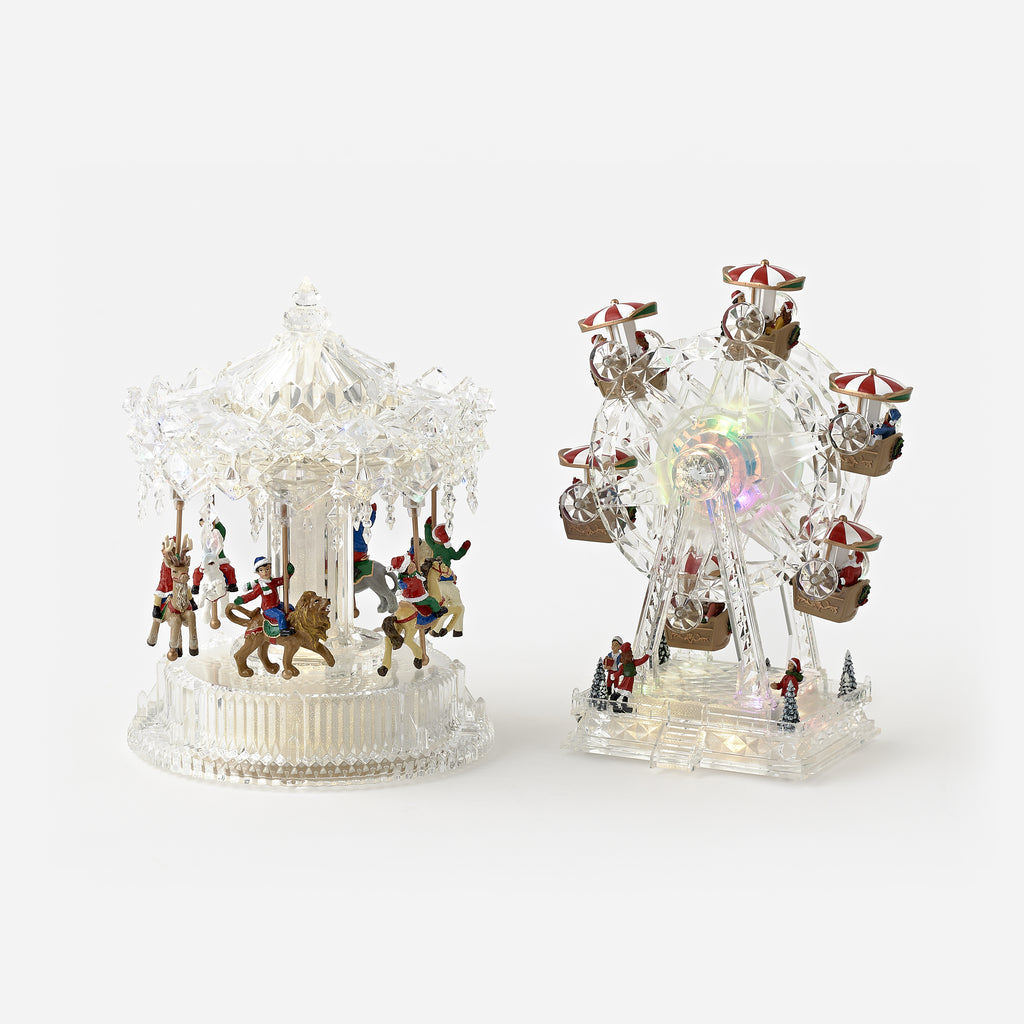 Ferris Wheel and Merry Go Round with Adapter, Set of 2 Assorted