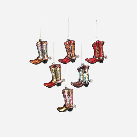 Cowboy Boot Ornament - Set of 6 Assorted