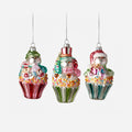 Snowman Cupcake Ornament, Set of 3 Assorted