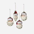 Santa Head Ornament, Set of 4 Assorted