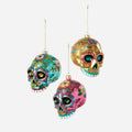 Sugar Skull Ornament, Set of 3 Assorted