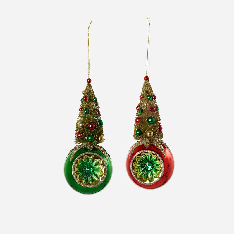 Sisal Tree Reflector Ornament - Set of 4 Assorted