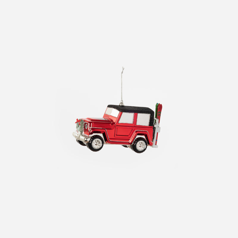 Oversized Jeep with Skis Ornament