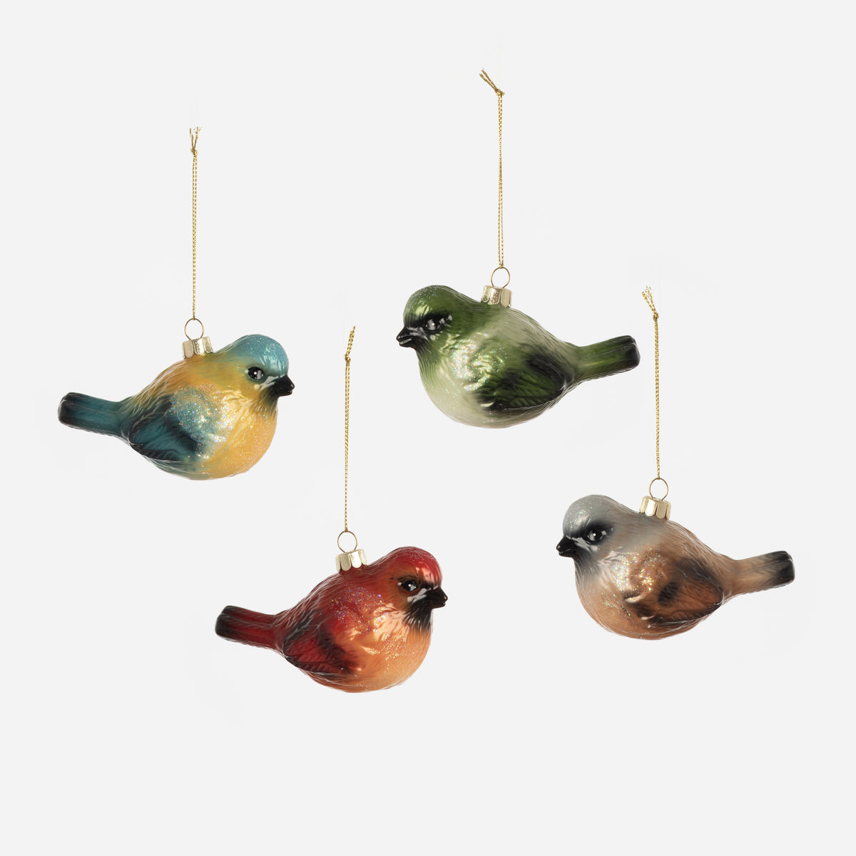 Bird Ornament, Set of 4 Assorted