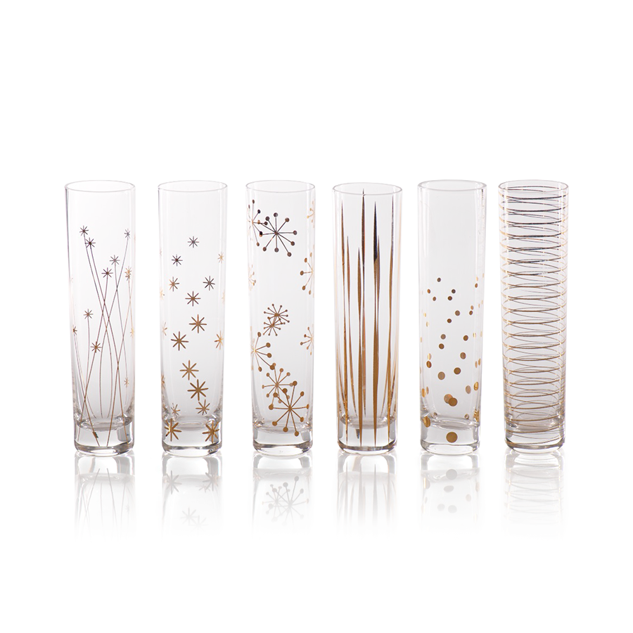 La Fête Golden Champagne Flutes - Set of 6 - Glassware by Carlyle Avenue
