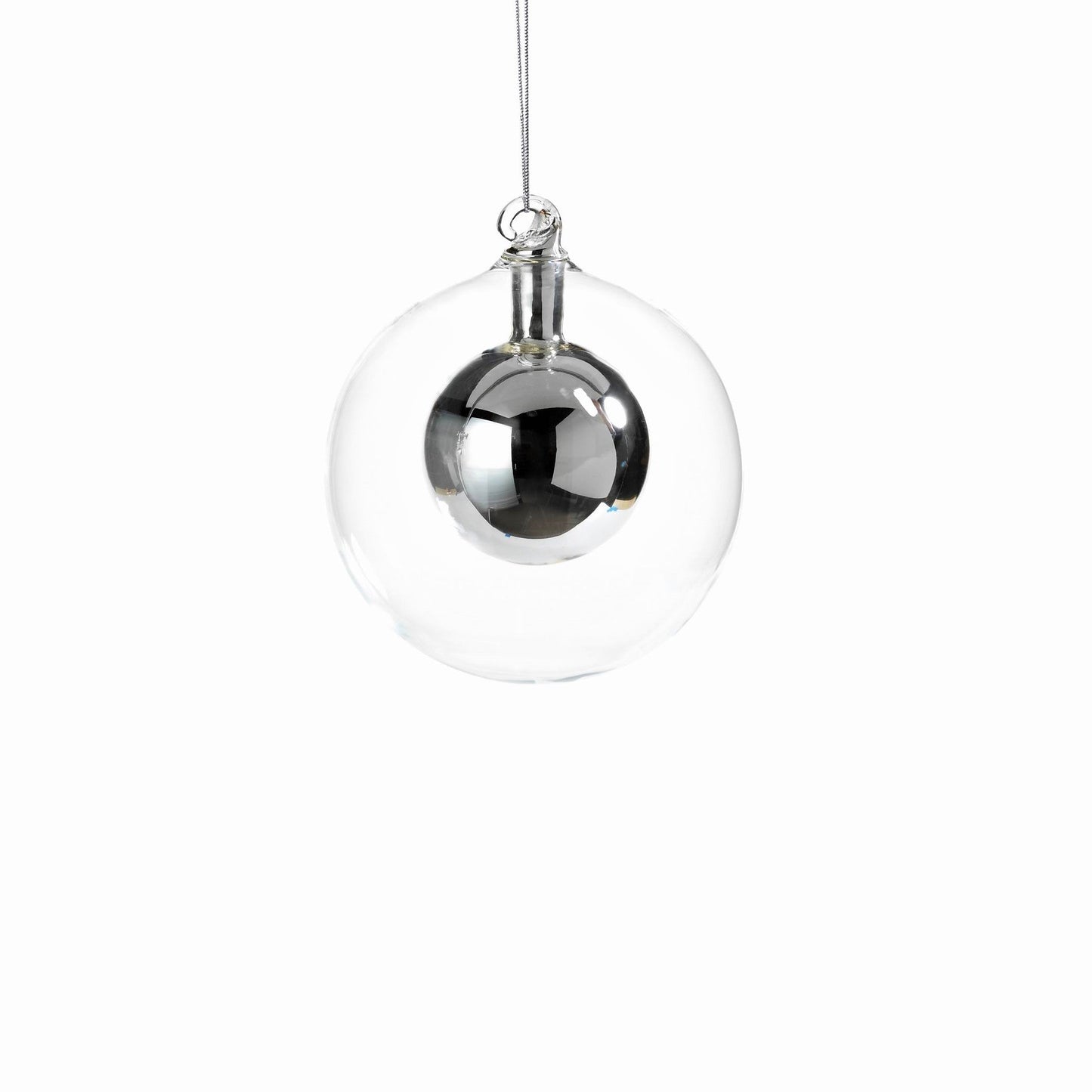 Double Glass Ball Ornament - Silver (Single) - Ornaments by Carlyle Avenue