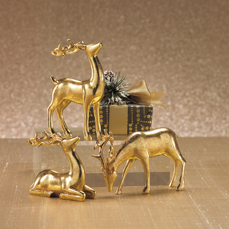 Assorted Decorative Gold Reindeer - Set of 6 - Holiday Decor by Carlyle Avenue