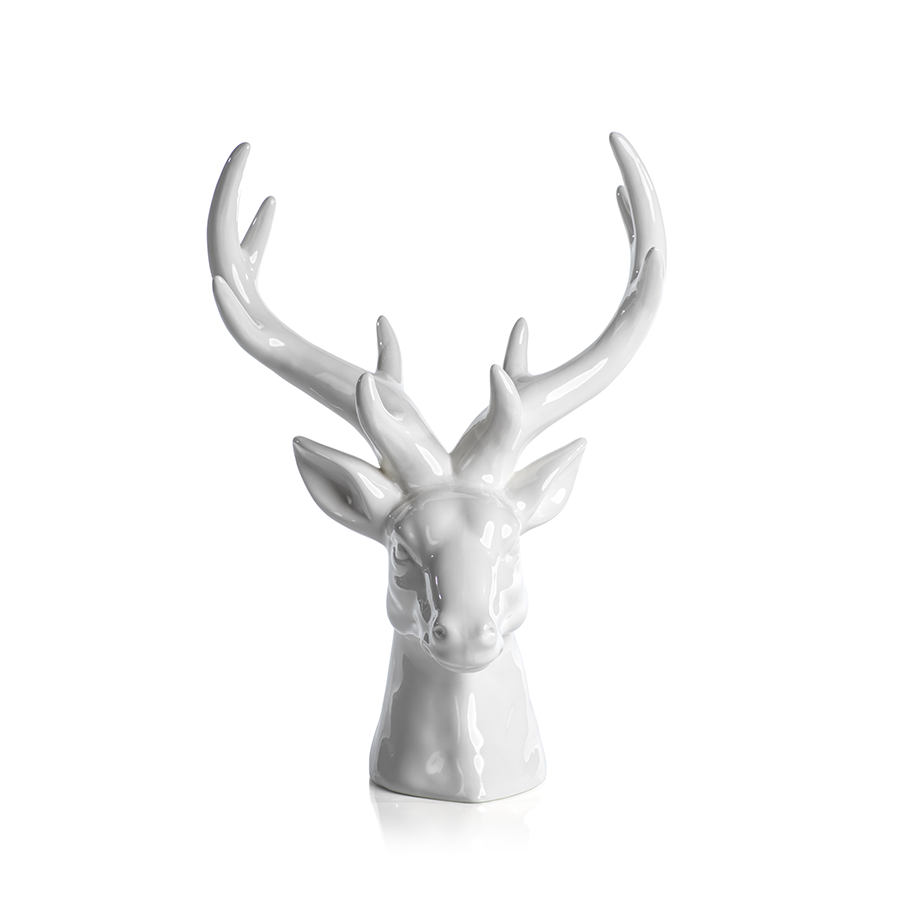 Ceramic Stag Head - White - Christmas Decor by Carlyle Avenue